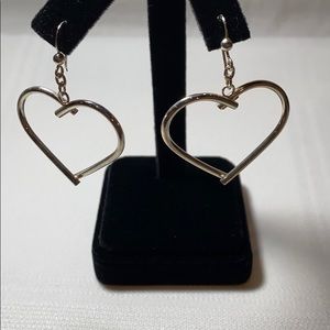 Sterling Open Heart Dangling Earrings